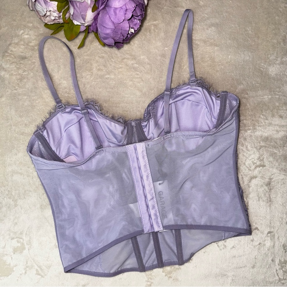 NWT Garage Purple Chrishell Lace Mesh Bustier - Picture 11 of 16